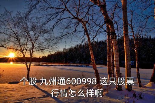 個股 九州通600998 這只股票行情怎么樣啊