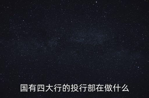 國有四大行的投行部在做什么