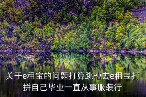 關(guān)于e租寶的問題打算跳槽去e租寶打拼自己畢業(yè)一直從事服裝行