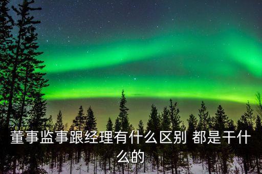 董事監(jiān)事跟經(jīng)理有什么區(qū)別 都是干什么的
