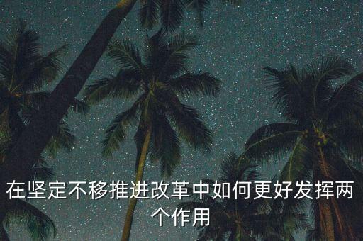 改革浪潮中該做好什么，在堅定不移推進改革中如何更好發(fā)揮兩個作用