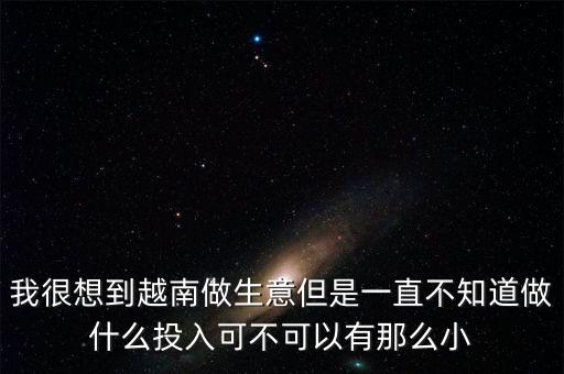 越南有什么小投資的，我很想到越南做生意但是一直不知道做什么投入可不可以有那么小