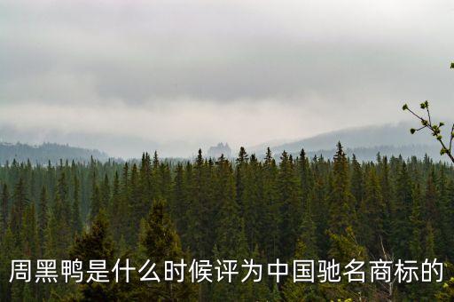 周黑鴨是什么時(shí)候評(píng)為中國(guó)馳名商標(biāo)的