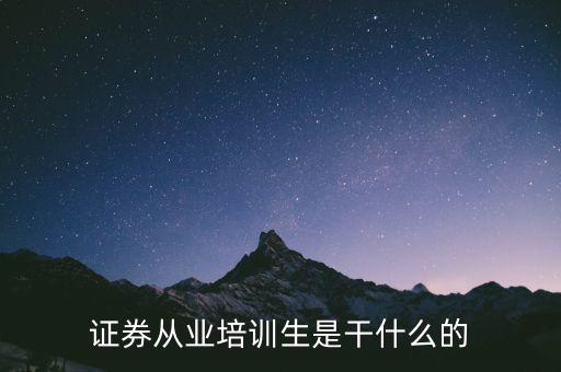 證券從業(yè)培訓(xùn)生是干什么的
