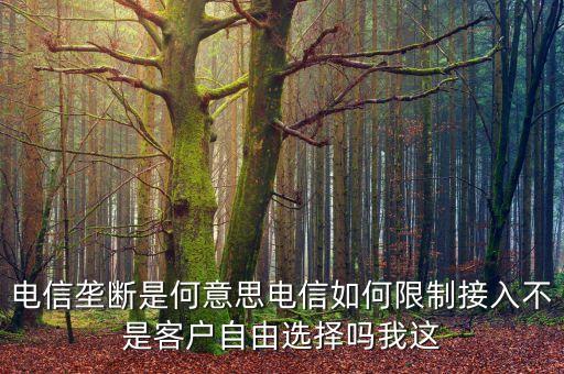 壟斷網(wǎng)絡(luò)什么意思，電信壟斷是什么意思