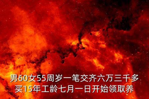 男60女55周歲一筆交齊六萬三千多買15年工齡七月一日開始領(lǐng)取養(yǎng)