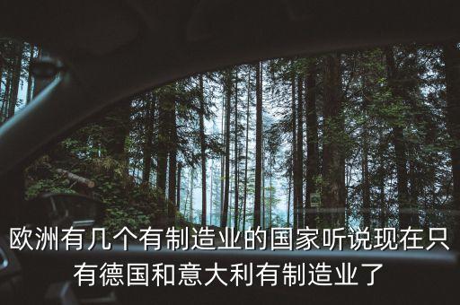 歐洲有幾個(gè)有制造業(yè)的國(guó)家聽說現(xiàn)在只有德國(guó)和意大利有制造業(yè)了