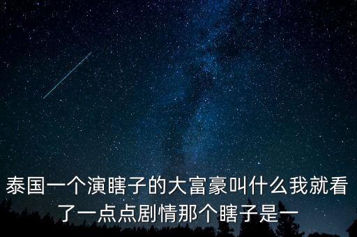泰國一個演瞎子的大富豪叫什么我就看了一點點劇情那個瞎子是一