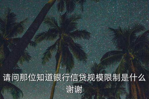 信貸規(guī)模是什么，請問那位知道銀行信貸規(guī)模限制是什么謝謝