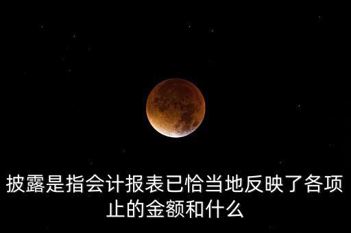 披露是指會計報表已恰當(dāng)?shù)胤从沉烁黜椫沟慕痤~和什么