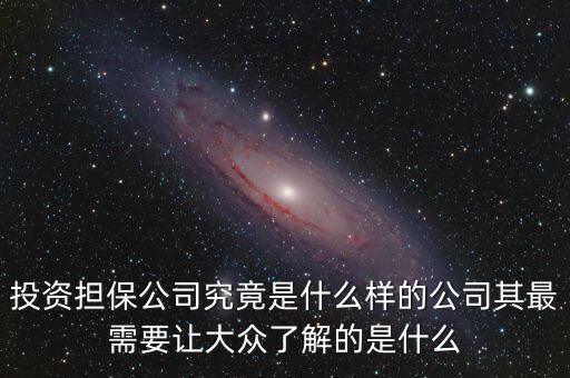 投資擔(dān)保公司究竟是什么樣的公司其最需要讓大眾了解的是什么