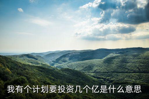 我有個計劃要投資幾個億是什么意思