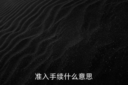 準入手續(xù)什么意思