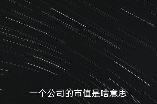 一個(gè)公司的市值是啥意思