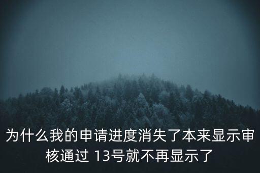 為什么我的申請(qǐng)進(jìn)度消失了本來顯示審核通過 13號(hào)就不再顯示了