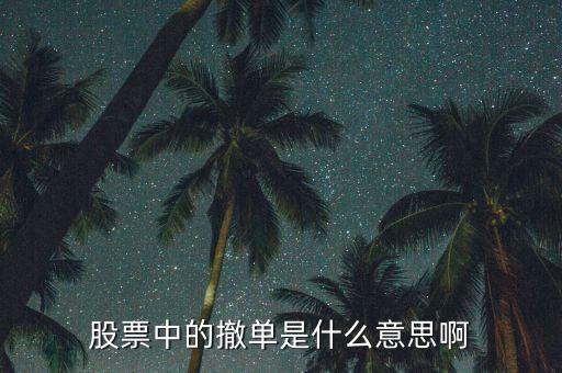 股票中的撤單是什么意思啊