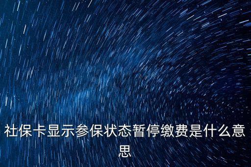 社?？@示參保狀態(tài)暫停繳費是什么意思