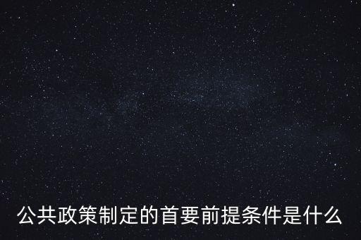 公共政策制定的首要前提條件是什么