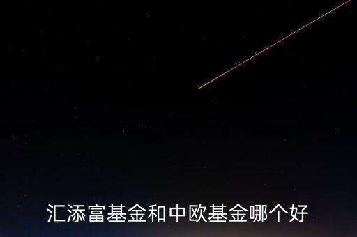 匯添富基金和中歐基金哪個好