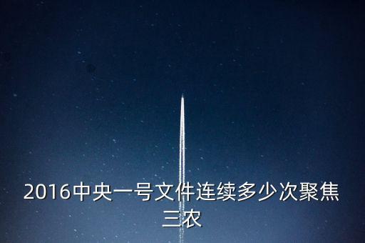 2016中央一號文件連續(xù)多少次聚焦三農(nóng)