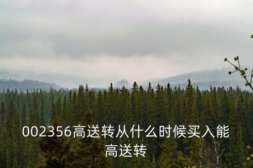 002356高送轉(zhuǎn)從什么時候買入能高送轉(zhuǎn)