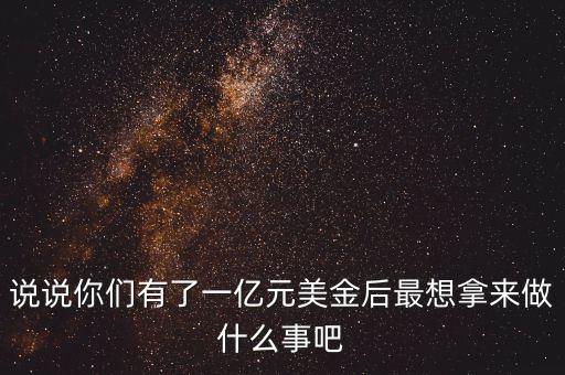 1億美元能干什么，說說你們有了一億元美金后最想拿來做什么事吧