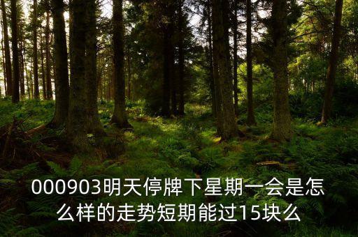 000903明天停牌下星期一會是怎么樣的走勢短期能過15塊么