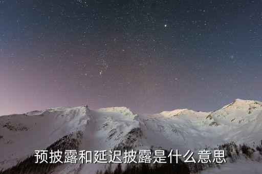 預披露和延遲披露是什么意思