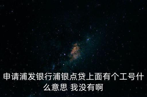 申請浦發(fā)銀行浦銀點(diǎn)貸上面有個(gè)工號(hào)什么意思 我沒有啊
