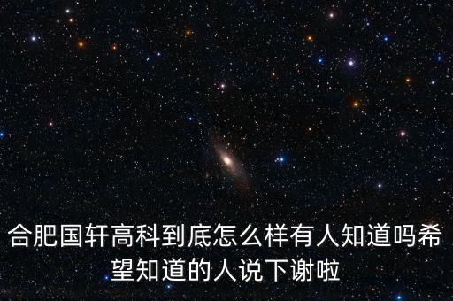 合肥國軒高科到底怎么樣有人知道嗎希望知道的人說下謝啦