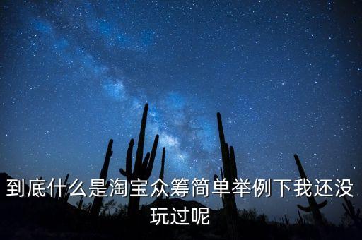 到底什么是淘寶眾籌簡(jiǎn)單舉例下我還沒玩過呢