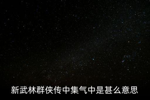 中集是什么意思，新武林群俠傳中集氣中是甚么意思