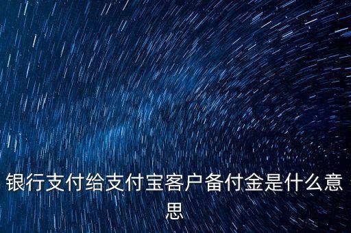 銀行支付給支付寶客戶備付金是什么意思