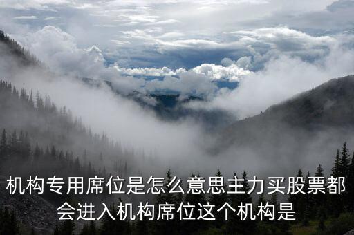 機(jī)構(gòu)專用席位是怎么意思主力買股票都會進(jìn)入機(jī)構(gòu)席位這個機(jī)構(gòu)是