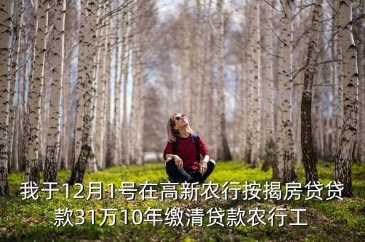 我于12月1號在高新農(nóng)行按揭房貸貸款31萬10年繳清貸款農(nóng)行工