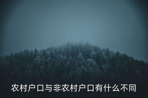 農(nóng)村戶口與非農(nóng)村戶口有什么不同