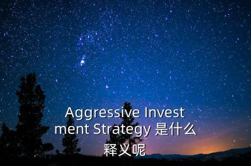 什么是負(fù)債驅(qū)動(dòng)投資策略，Aggressive Investment Strategy 是什么釋義呢