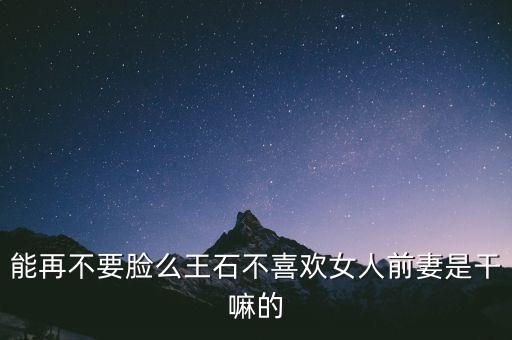能再不要臉么王石不喜歡女人前妻是干嘛的