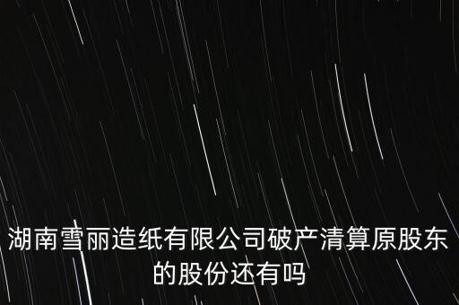 雪麗造紙廠為什么垮了，湖南雪麗造紙有限公司破產(chǎn)清算原股東的股份還有嗎