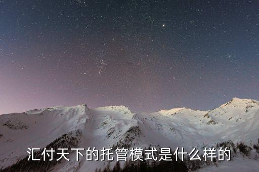 匯付托管是什么，匯付天下托管支付是甚么意思