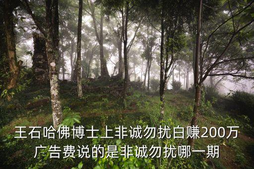 王石哈佛博士上非誠勿擾白賺200萬廣告費(fèi)說的是非誠勿擾哪一期