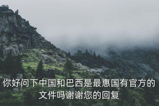 你好問下中國和巴西是最惠國有官方的文件嗎謝謝您的回復(fù)