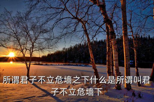 所謂君子不立危墻之下什么是所謂叫君子不立危墻下