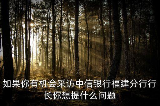 如果你有機(jī)會(huì)采訪中信銀行福建分行行長(zhǎng)你想提什么問(wèn)題