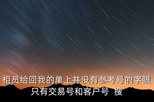 柜員給回我的單上并沒有參考號的字眼只有交易號和客戶號  搜