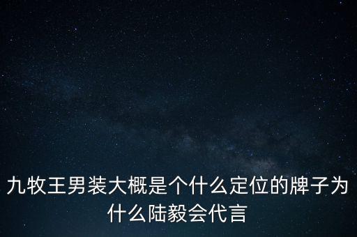 九牧王男裝大概是個什么定位的牌子為什么陸毅會代言
