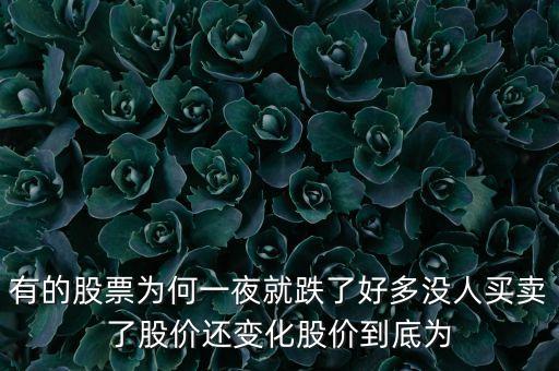 有的股票為何一夜就跌了好多沒(méi)人買賣了股價(jià)還變化股價(jià)到底為