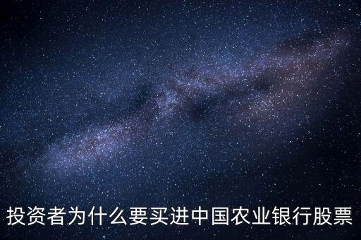 為什么要用銀行股roa，投資者為什么要買進中國農(nóng)業(yè)銀行股票