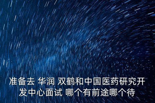準(zhǔn)備去 華潤(rùn) 雙鶴和中國(guó)醫(yī)藥研究開(kāi)發(fā)中心面試 哪個(gè)有前途哪個(gè)待