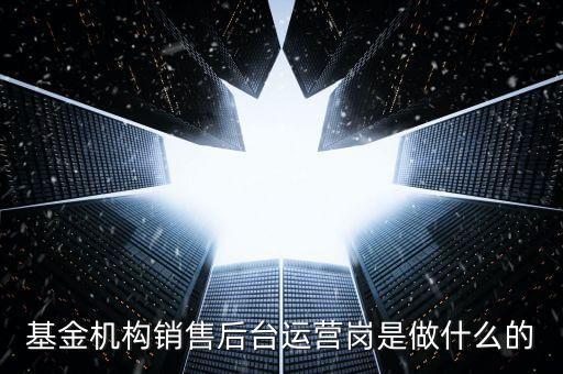 基金機構銷售后臺運營崗是做什么的